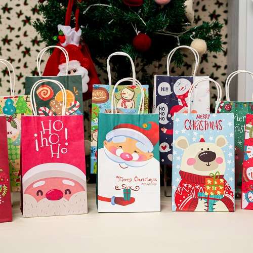 Assorted Christmas Shopping Bag 10-Piece Set Paper Bag with Handle