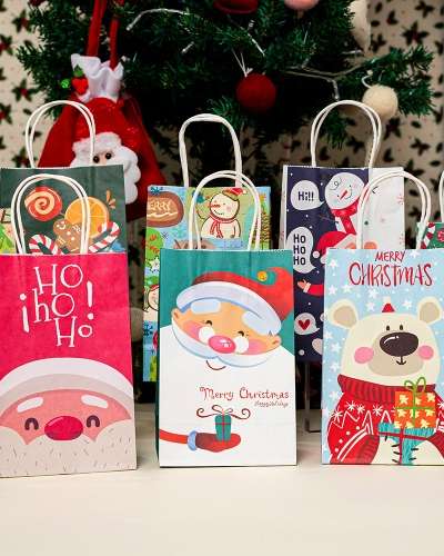 Assorted Christmas Shopping Bag 10-Piece Set Paper Bag with Handle