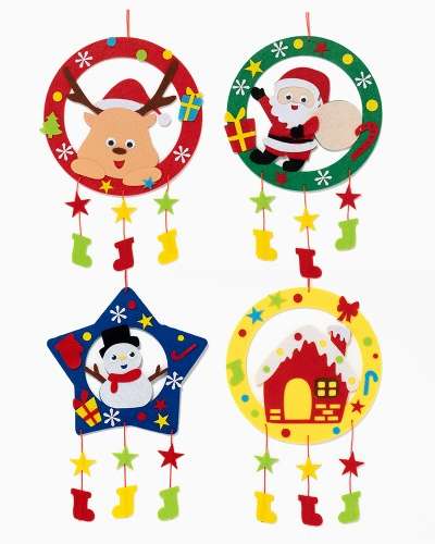 Christmas Craft Felt Mobile Art Play Kit DIY Materials Indoor Activity