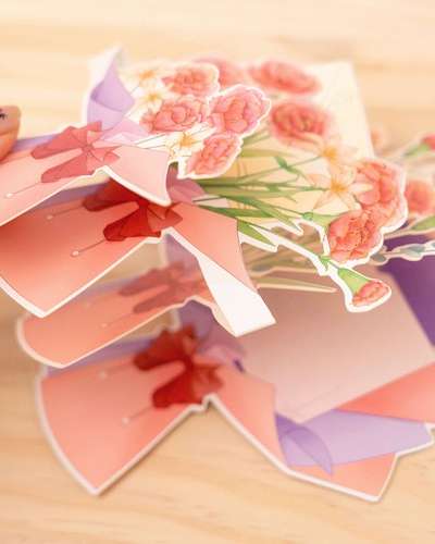 Bright Carnation Popup Card Teacher's Day Card