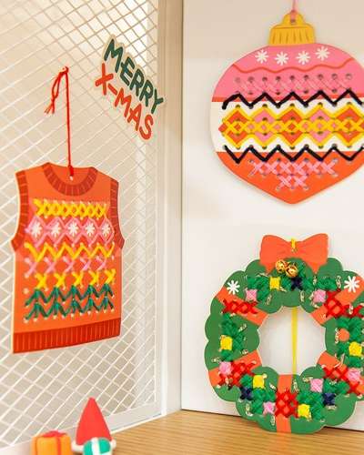 DIY Stitched Ornament Christmas Craft Kit - Set of 4
