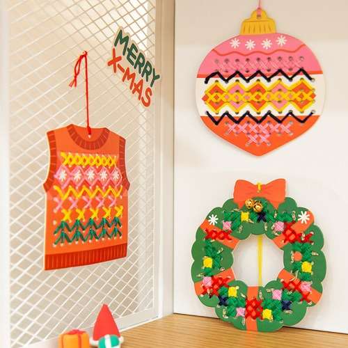 DIY Stitched Ornament Christmas Craft Kit - Set of 4