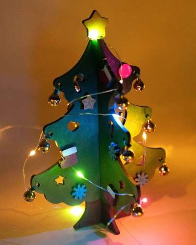 Golden Ornament Tree Christmas Craft Art Play Kit Fancy Wood