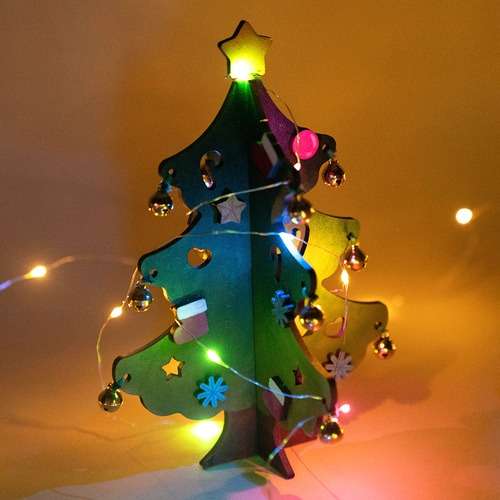 Golden Ornament Tree Christmas Craft Art Play Kit Fancy Wood