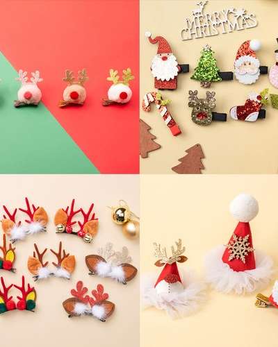 Various Christmas Hair Clips Rudolph Pin Christmas Clamp Hair Accessories