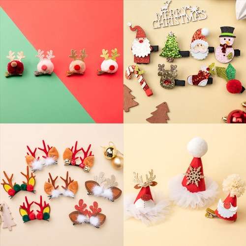 Various Christmas Hair Clips Rudolph Pin Christmas Clamp Hair Accessories