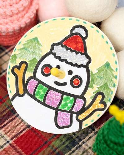Christmas Foil Art Spinning Top Craft Kit - Set of 3
