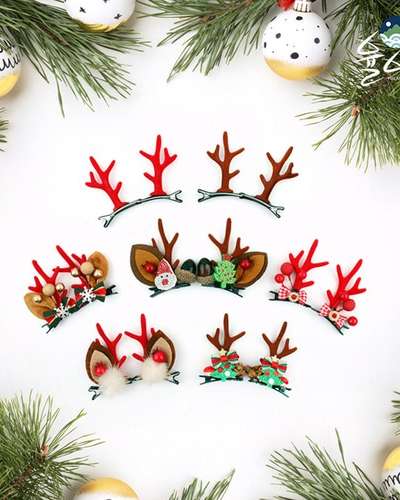 YulArt Christmas Hair Clip Rudolph Pin Mini Claw Clip 2P Set
