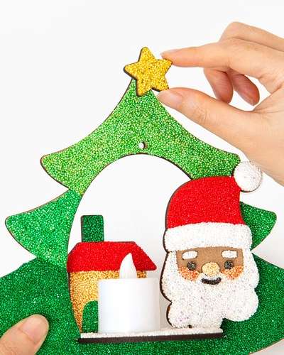 DIY Christmas Tree Bulb Ornament Decoration Kit - Star Design with Santa, 4-Color Clay Foam
