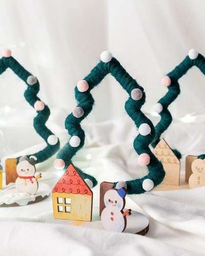 Wool Texture Tree String Art Christmas Craft Kit - DIY Art Activity