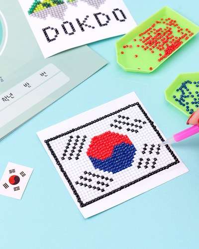 Dokdo and Taegeuk Flag Perler Beads Craft Set with Activity Sheet