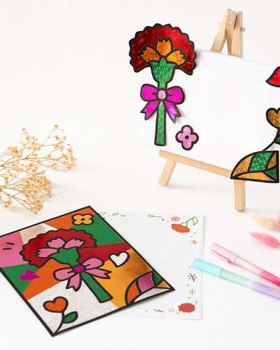 Carnation Foil Art Craft Set - Parents' Day DIY Art Supplies