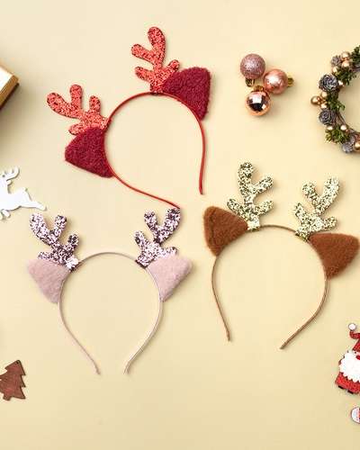 Glitter Christmas Headband Rudolph Reindeer Antler Headband