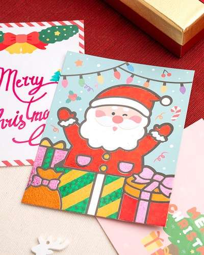 Foil Art Christmas Card Postcard Holiday Card Santa