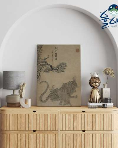 Folk Painting Tiger & Leopard Pattern Prosperity & Wealth Art Poster