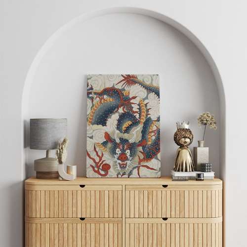 Traditional Folk Painting Cloud Dragon Vintage Poster – Prosperity Art
