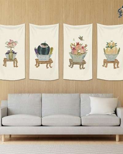 Large Fabric Poster - Korean Folk Painting Electrical Box Cover Tapestry