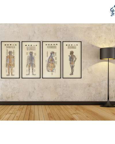 Acupuncture Point Map Folk Art Poster - Oriental Painting Korean Traditional Art