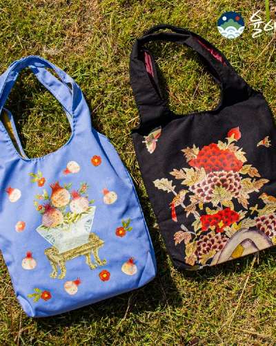 Convenient Traditional Korean Minhwa Canvas Tote Bag Market Basket Eco Bag
