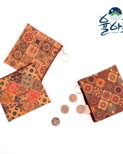 Patterned Cork Coin Wallet 3-Piece Set Mini Pouch Travel Wallet