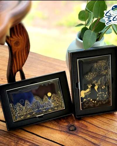 Traditional Korean Folk Painting Business Card Case - Card Holder Wallet