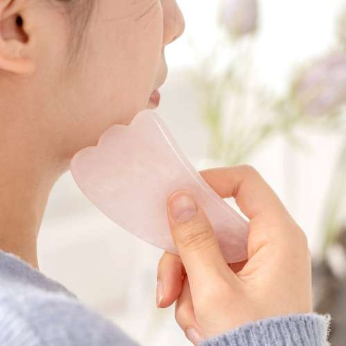 Rose Quartz Face Massage Tool Face Roller Gua Sha Wing-Wing Shape