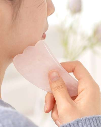 Rose Quartz Face Massage Tool Face Roller Gua Sha Wing-Wing Shape