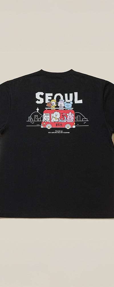BT21 ソウル エディション 半袖Tシャツ ブラック