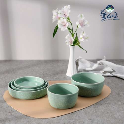 Celadon Premium Tableware Set - 3 Dishes in Jade Green, Chuseok & Lunar New Year Gift Set