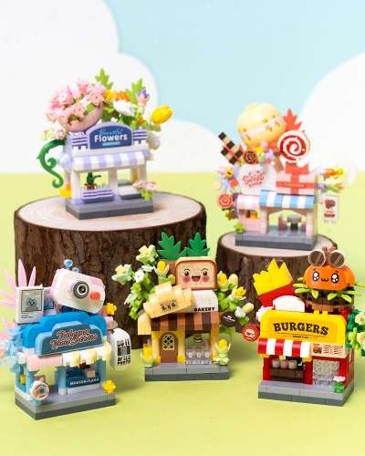 Mini 3D Block Shop Building Set - Miniature Assembly Toy with Block Fitting Pieces