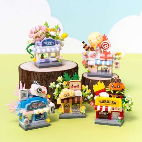 Mini 3D Block Shop Building Set - Miniature Assembly Toy with Block Fitting Pieces
