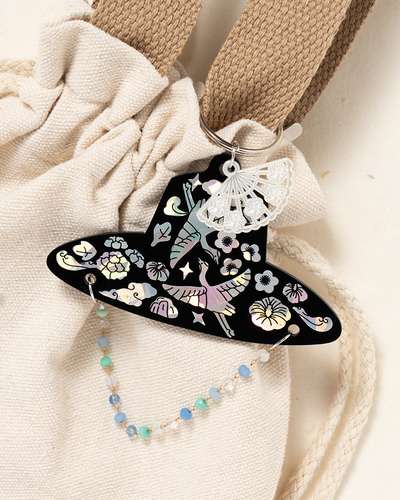 Traditional Korean Hat Acrylic Mother-of-Pearl Keyring DIY Kit - Gat & Dopo Design Set