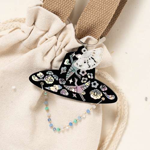 Traditional Korean Hat Acrylic Mother-of-Pearl Keyring DIY Kit - Gat & Dopo Design Set