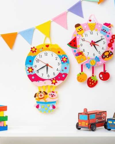 Easy and Fun Felt Clock Making Art Kit - After-School Activity Indoor Play