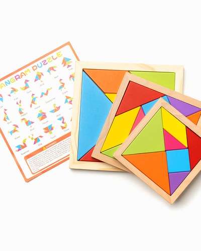 Safe Edge Tangram Puzzle Set - Small/Medium/Large Geometric Puzzle