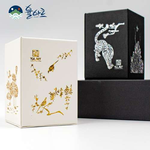 Traditional Minhwa Mother-of-Pearl Pencil Holder Multi-Purpose Pen Holder Desk Stationery Organizer Pencil Holder Premium Gift Office Supplies Desktop Interior