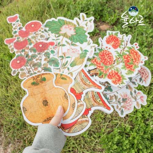 Extra-Large Pop-Up Card Minhwa Flower Vase Card Set of 4 Birthday & Congratulations Card