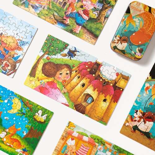 Classic Fairy Tales Tin Case Puzzle 60 Pieces Picture Puzzle