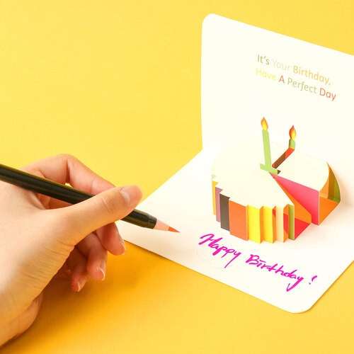 Birthday Congratulations Pop-up Card Children's Card 3D Card Cake