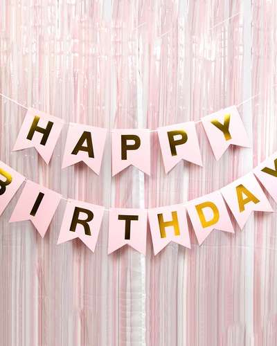 Happy Birthday Paper Garland Pink Flag