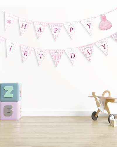 Happy Birthday Triangle Flag Garland - Kindergarten Birthday Party Supplies Garland