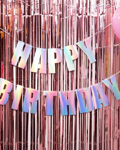 Happy Birthday Silver Birthday Garland Initial Garland Party Supplies