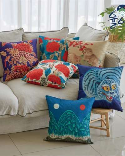 Sensory Korean Folk Painting Cushion Cover Sofa Cushion Living Room Sofa Cushion