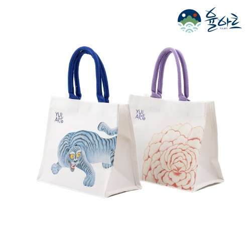 Traditional Korean Minhwa Flower Canvas Tote Bag - Bopusan Canvas Bag