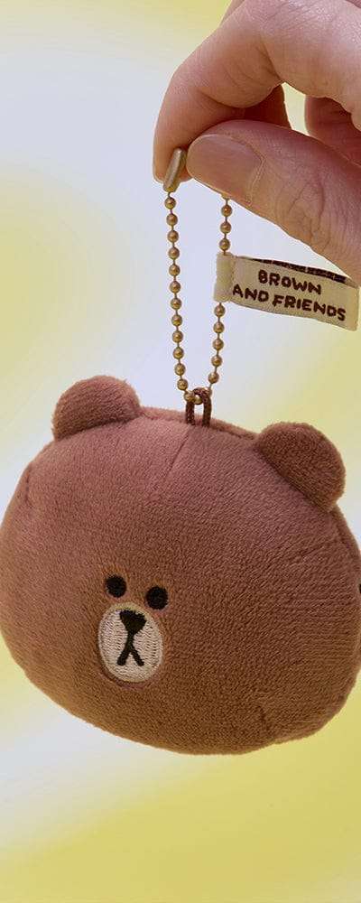 LINE FRIENDS ブラウン ベーシック フェイス ポーチ ミニ キーリング
