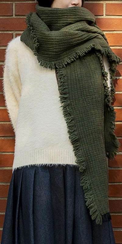 Lambwool Cupro Blanket Stole - Forest Green
