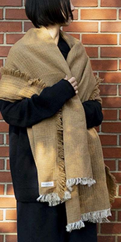 Lambwool Cupro Blanket Stole - GOLD