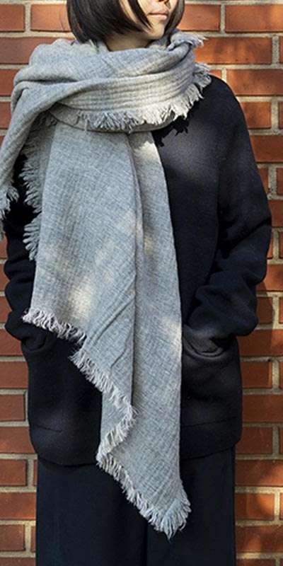 Lambwool Cupro Blanket Stole - GRAY