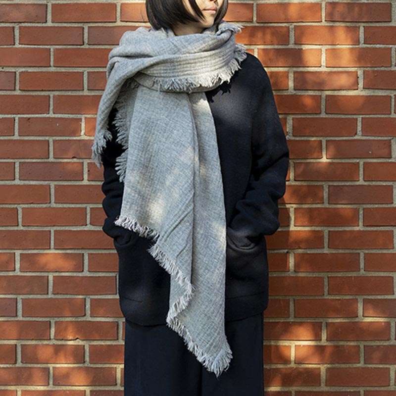Lambwool Cupro Blanket Stole - GRAY