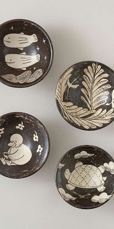 Iron Oxide Pigment Painted Teacup